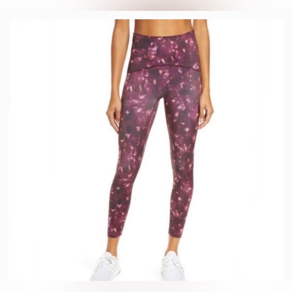 Spanx Booty Boost® Active Printed 7/8 Leggings - Wine Orange Tie Dye SMALL